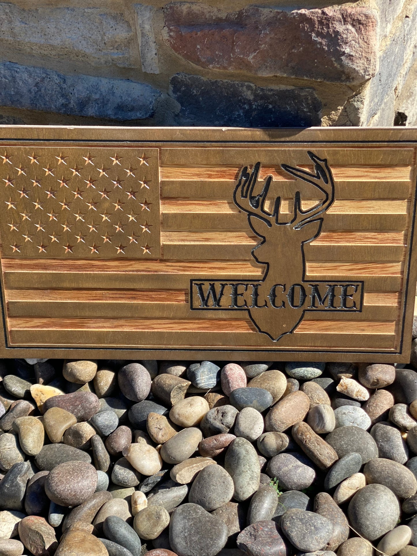Wooden Deer Welcome Flag