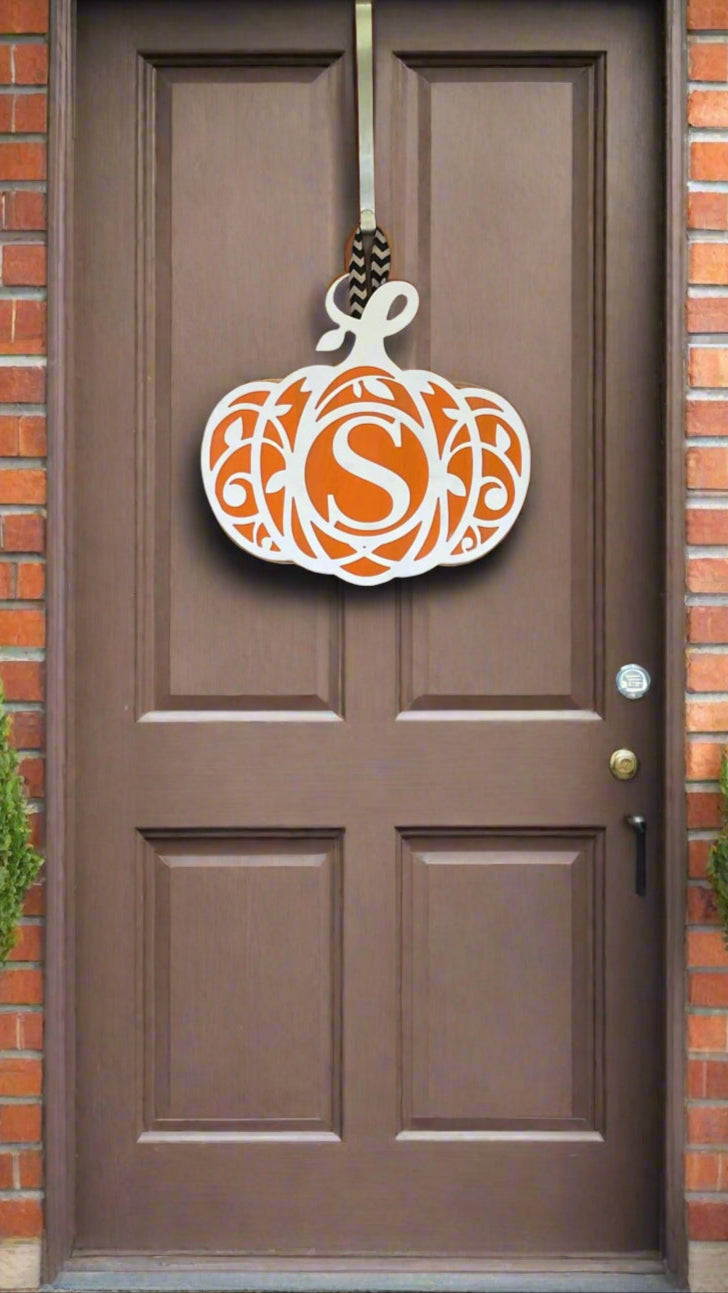 Monogram Pumpkin Door Hanger