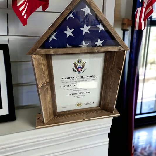 Military Retirement Flag and Certificate Display