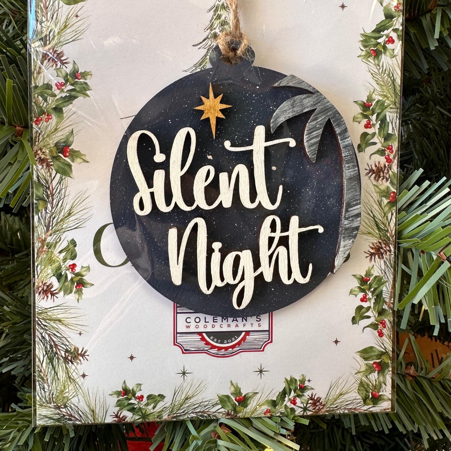 Custom Round Wood Engraved Christmas Ornament, Christian Quote Tree Ornaments, Wooden Holiday Tree Decorations