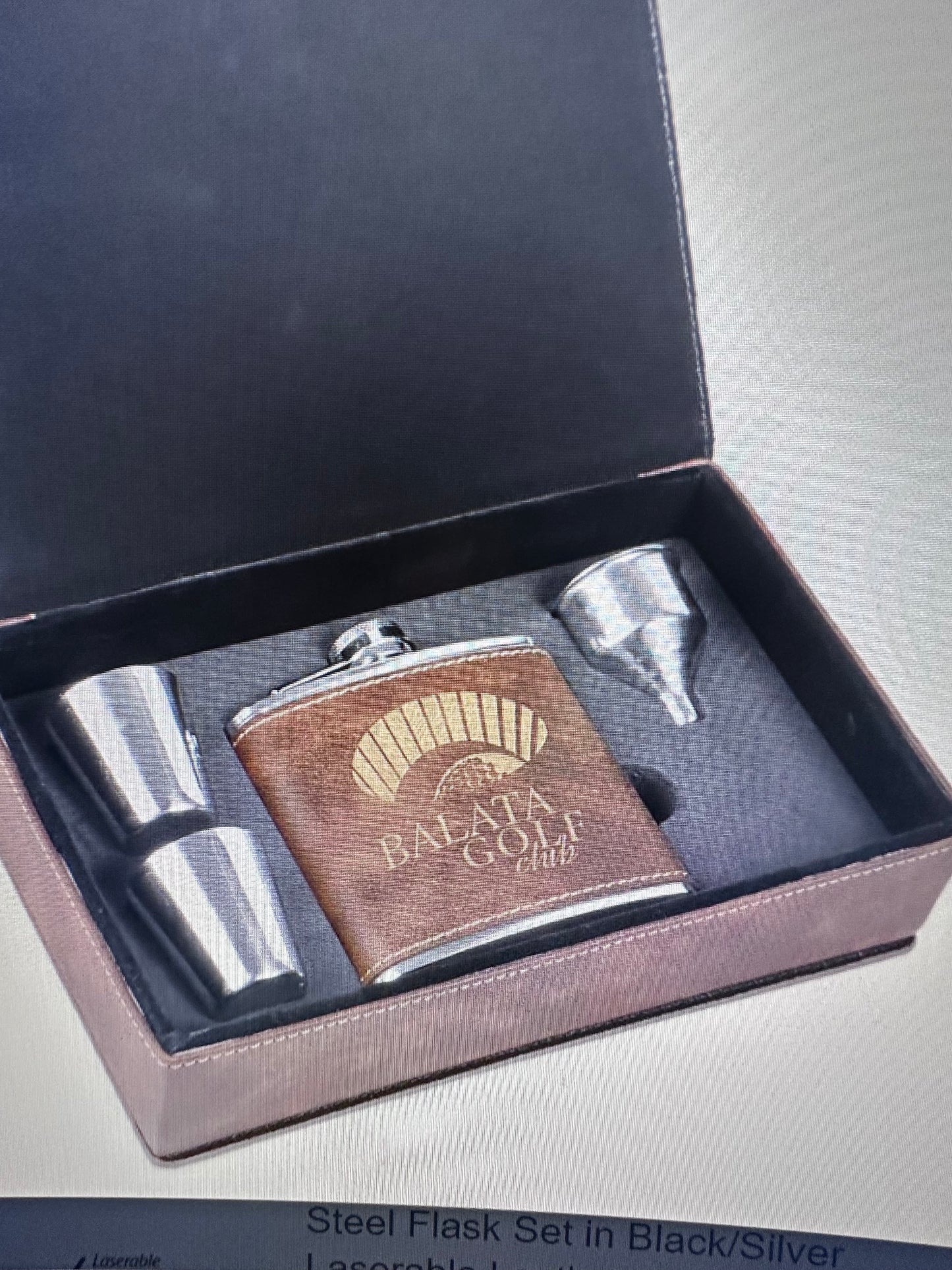 Engraved flask gift set