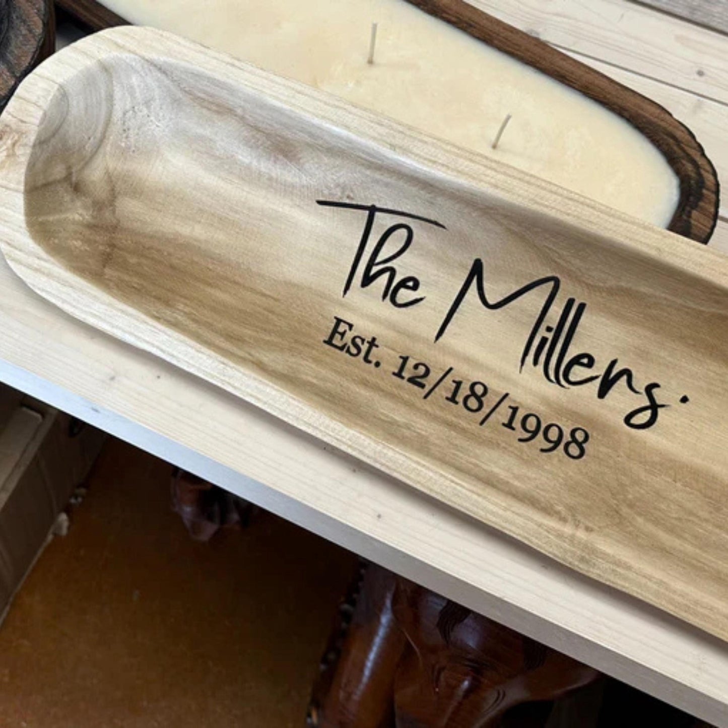 Personalized Wooden Dough Bowl – Handcrafted Rustic Decor | Custom Engraved & Stain Options | Farmhouse Centerpiece or Gift