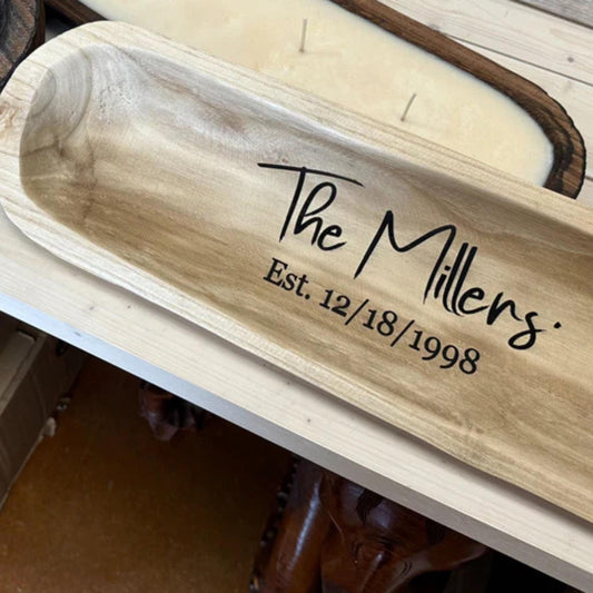 Personalized Wooden Dough Bowl – Handcrafted Rustic Decor | Custom Engraved & Stain Options | Farmhouse Centerpiece or Gift