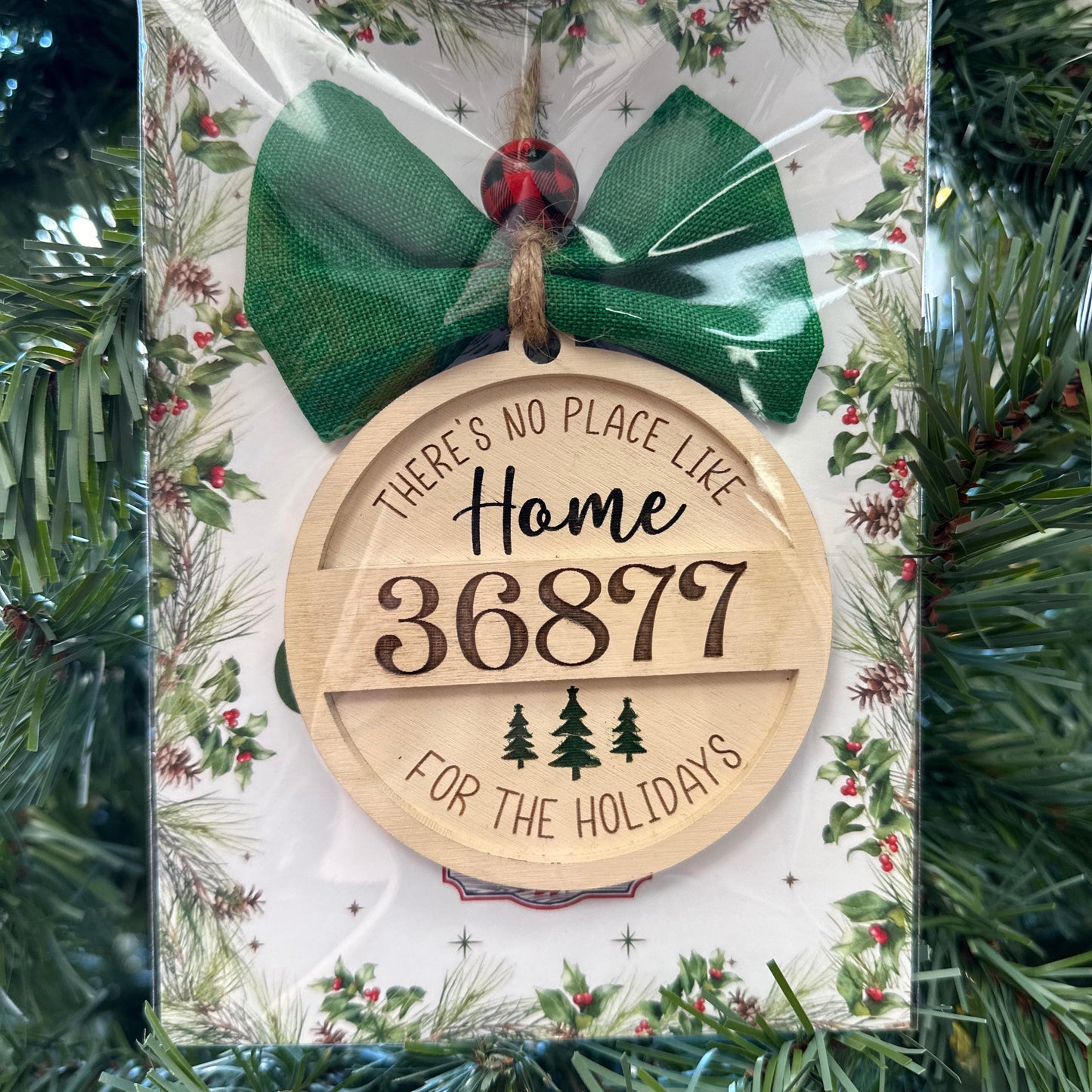 Personalized Zip Code Christmas Tree Ornaments, Family Holiday Gift, Real Estate Agent Closing Gift, No Place Like Home for the Holidays