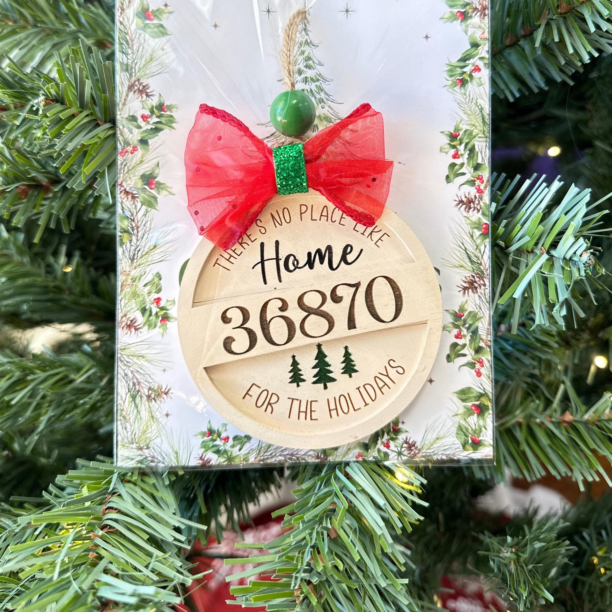 Personalized Zip Code Christmas Tree Ornaments, Family Holiday Gift, Real Estate Agent Closing Gift, No Place Like Home for the Holidays