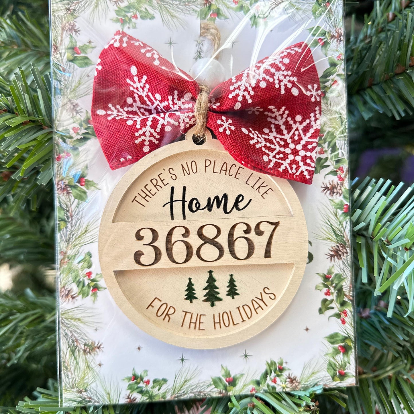 Personalized Zip Code Christmas Tree Ornaments, Family Holiday Gift, Real Estate Agent Closing Gift, No Place Like Home for the Holidays