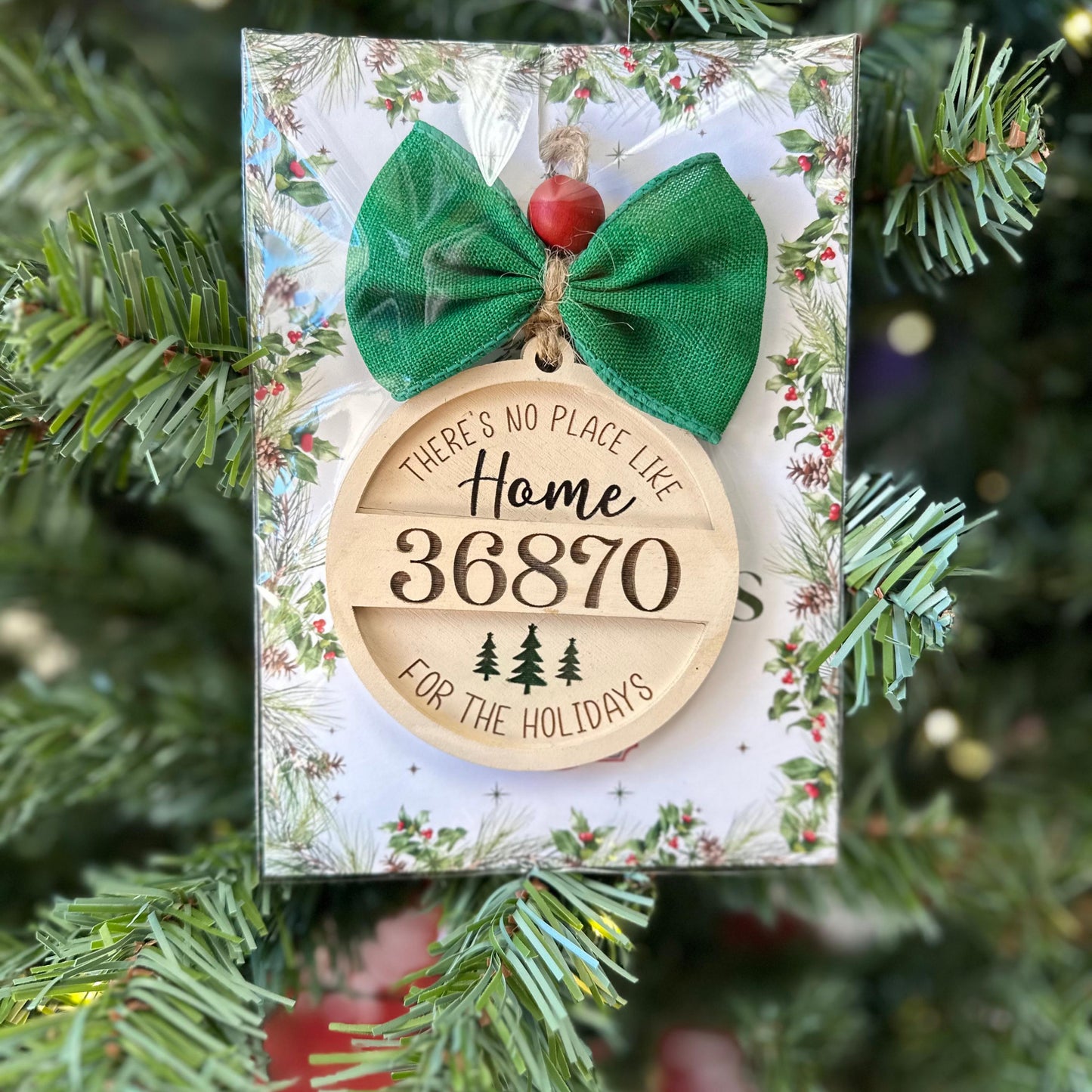 Personalized Zip Code Christmas Tree Ornaments, Family Holiday Gift, Real Estate Agent Closing Gift, No Place Like Home for the Holidays