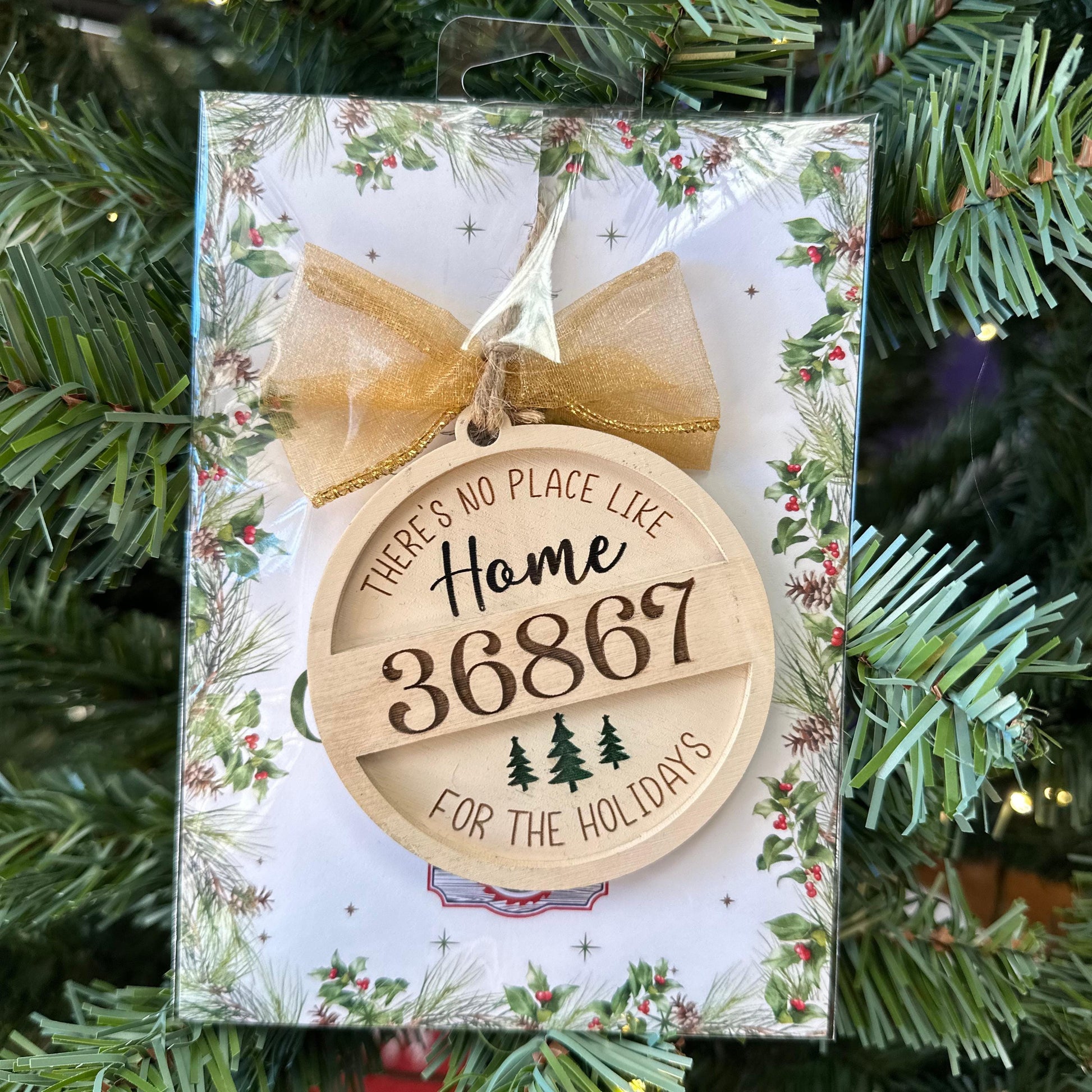 Personalized Zip Code Christmas Tree Ornaments, Family Holiday Gift, Real Estate Agent Closing Gift, No Place Like Home for the Holidays
