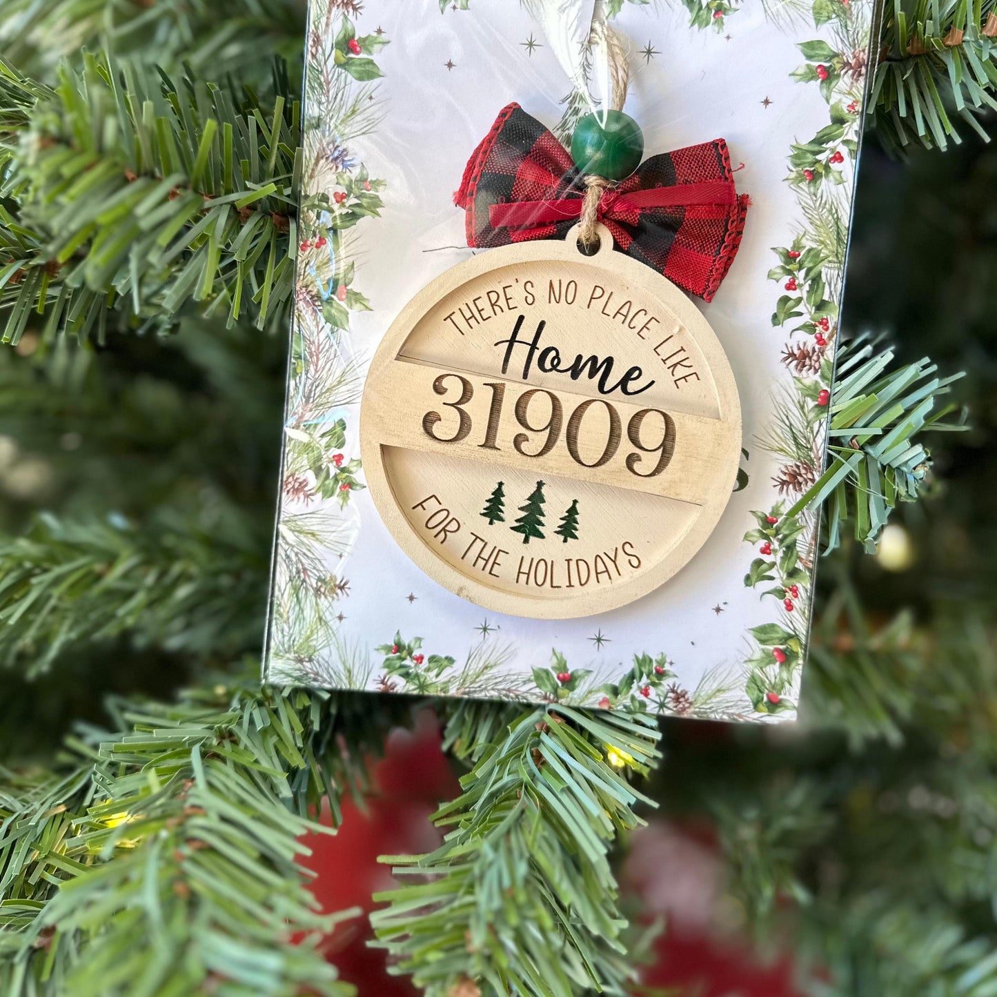 Personalized Zip Code Christmas Tree Ornaments, Family Holiday Gift, Real Estate Agent Closing Gift, No Place Like Home for the Holidays