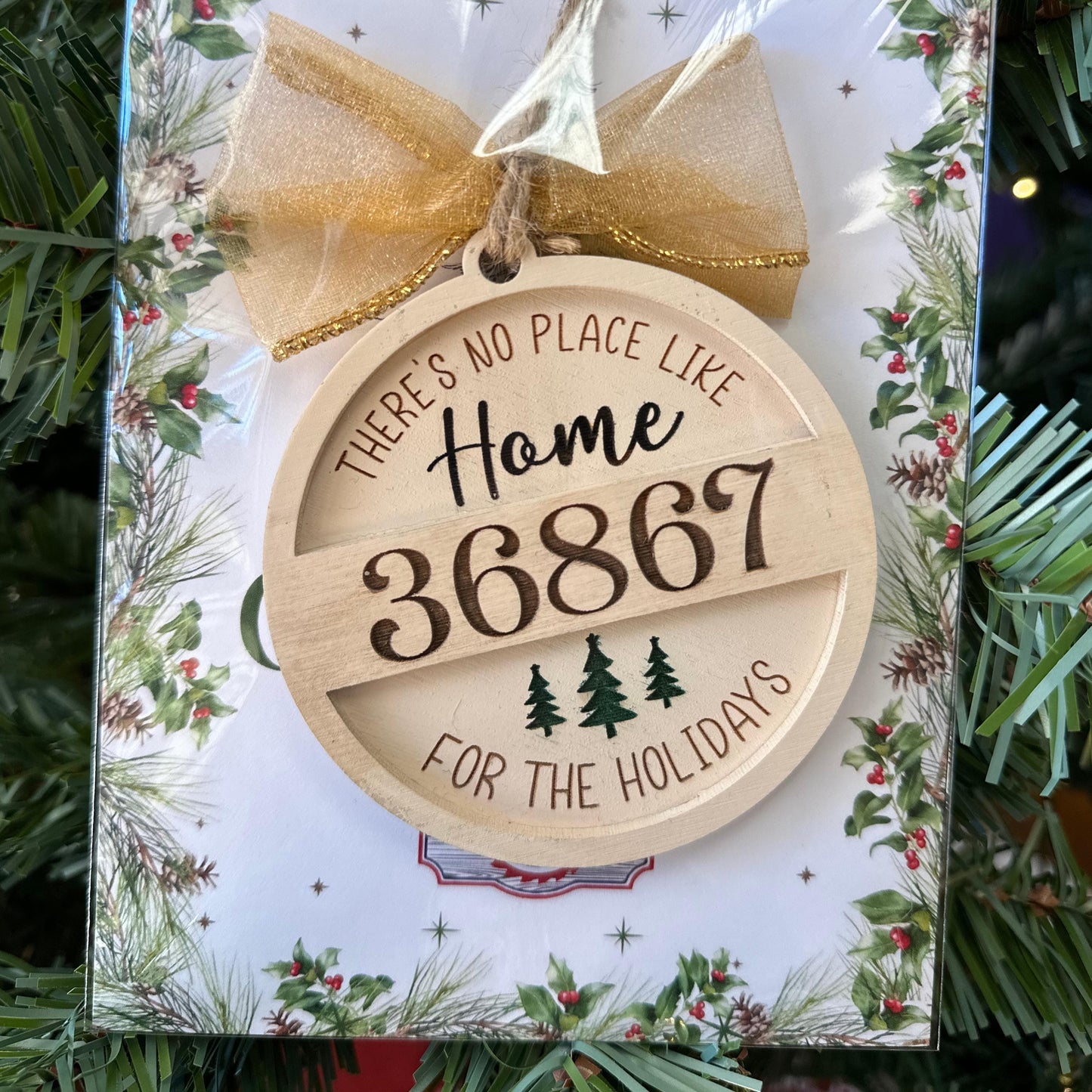 Personalized Zip Code Christmas Tree Ornaments, Family Holiday Gift, Real Estate Agent Closing Gift, No Place Like Home for the Holidays