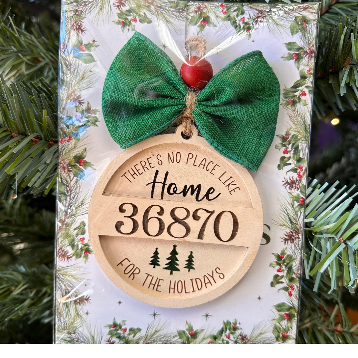 Personalized Zip Code Christmas Tree Ornaments, Family Holiday Gift, Real Estate Agent Closing Gift, No Place Like Home for the Holidays