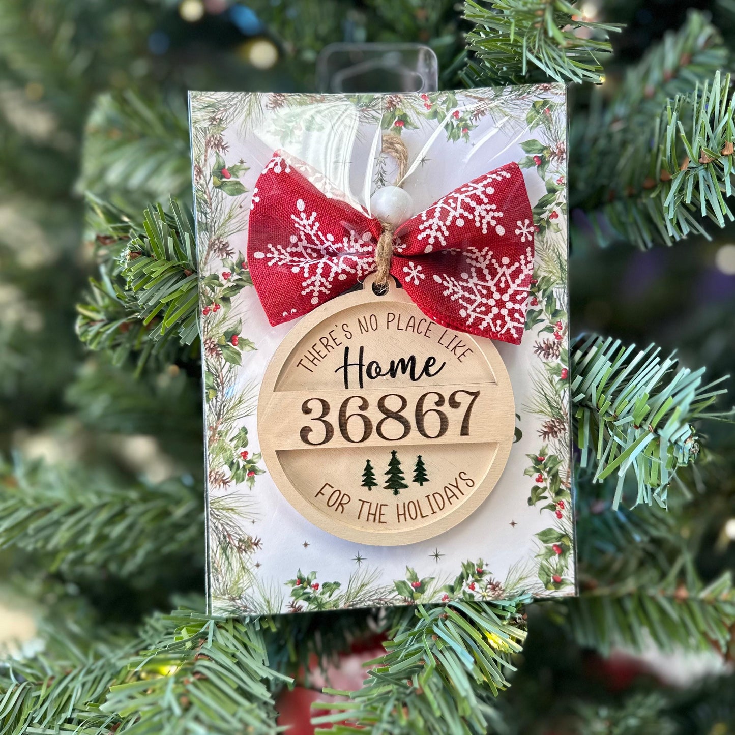 Personalized Zip Code Christmas Tree Ornaments, Family Holiday Gift, Real Estate Agent Closing Gift, No Place Like Home for the Holidays
