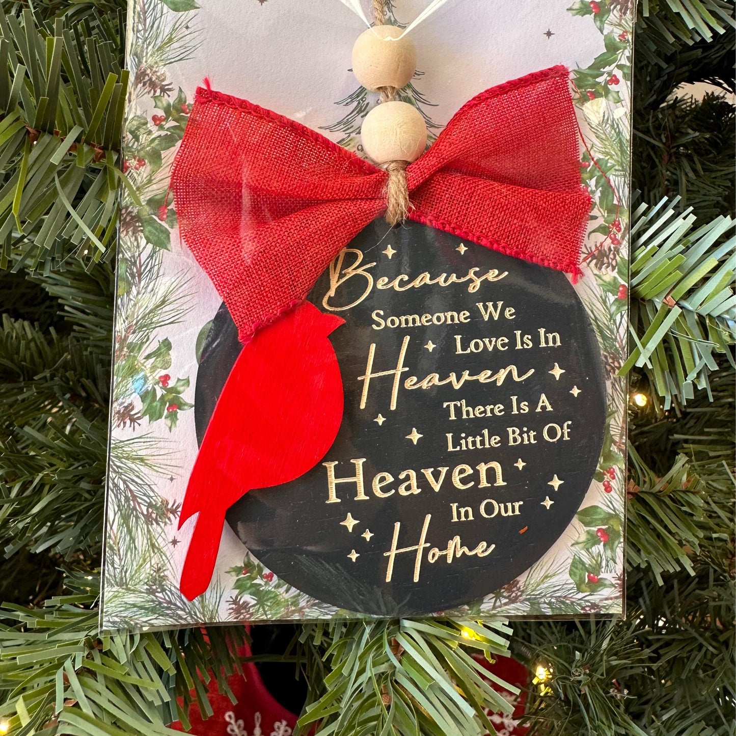 Red Cardinal Memorial Christmas Ornament, In Memory of Loved One Tree Ornament, Heaven Quote Holiday Ornament, Memorial Keepsake Christmas