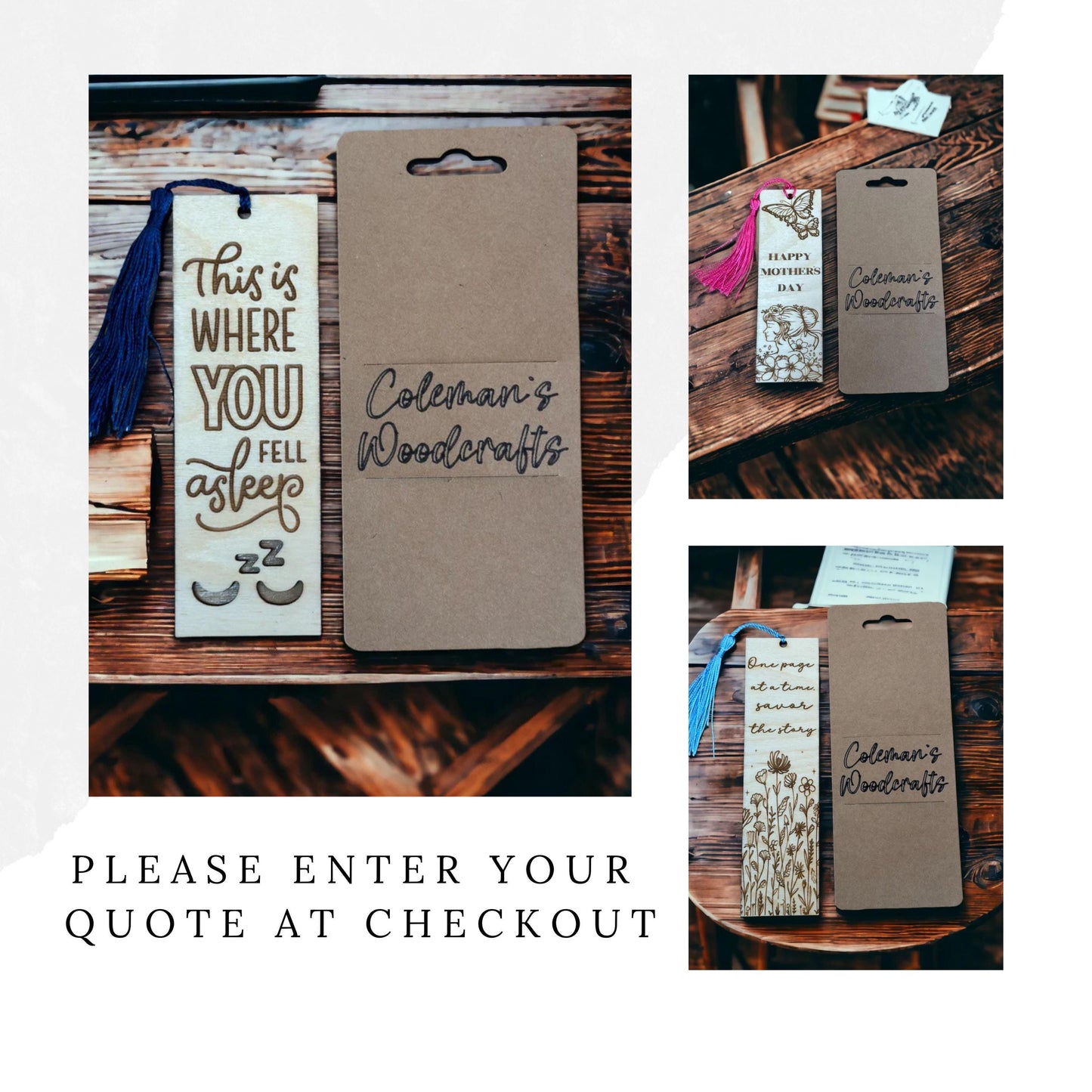 Wooden Bookmark with Inspirational Quote, Choose Your Motivational Saying, Book Lover Gift, Present for Teacher, Bible Bookmark with Tassel