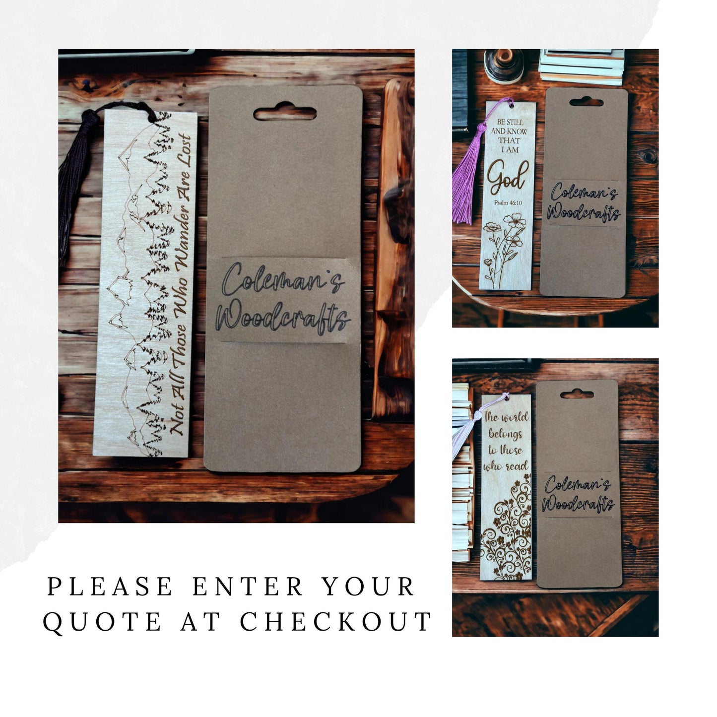 Wooden Bookmark with Inspirational Quote, Choose Your Motivational Saying, Book Lover Gift, Present for Teacher, Bible Bookmark with Tassel
