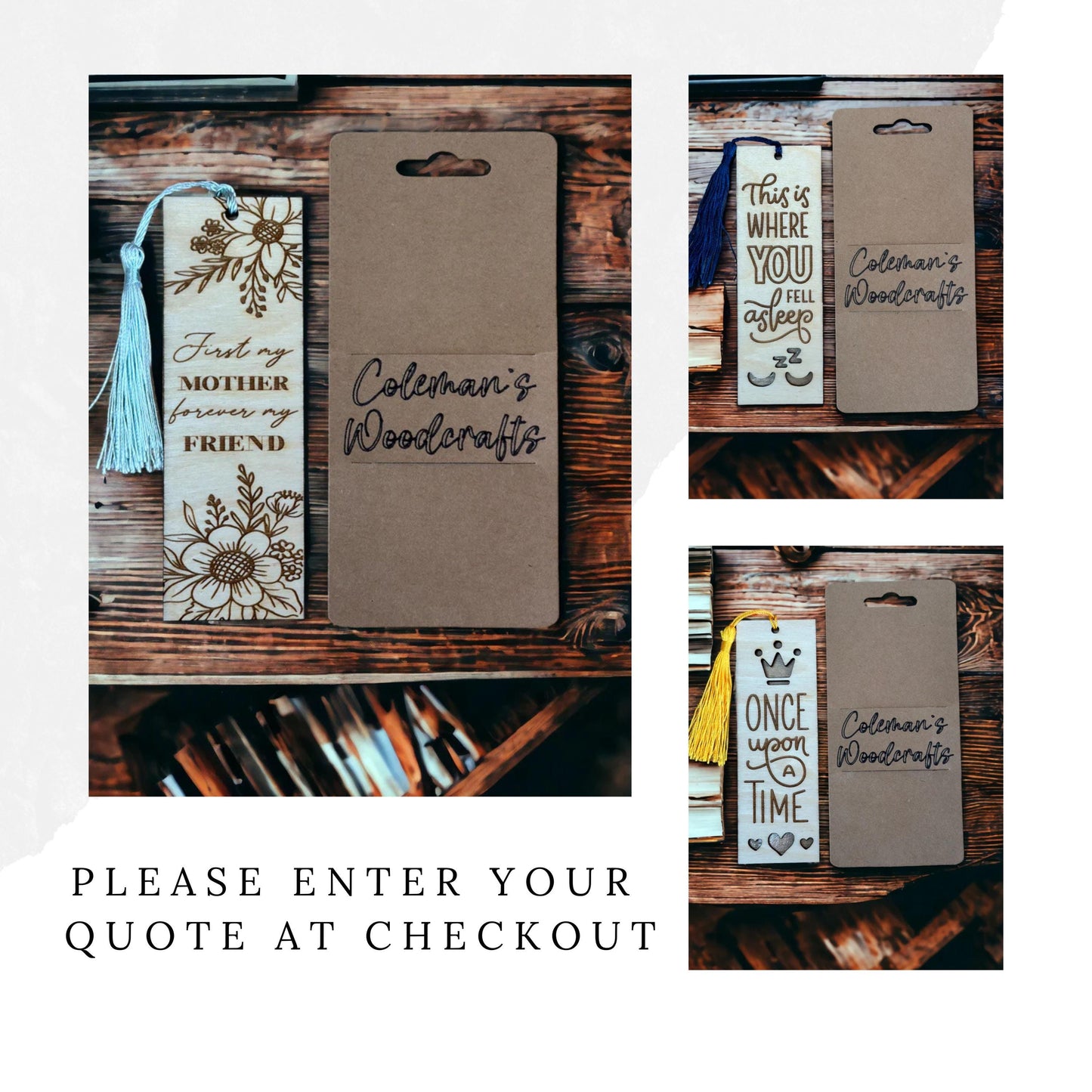 Wooden Bookmark with Inspirational Quote, Choose Your Motivational Saying, Book Lover Gift, Present for Teacher, Bible Bookmark with Tassel