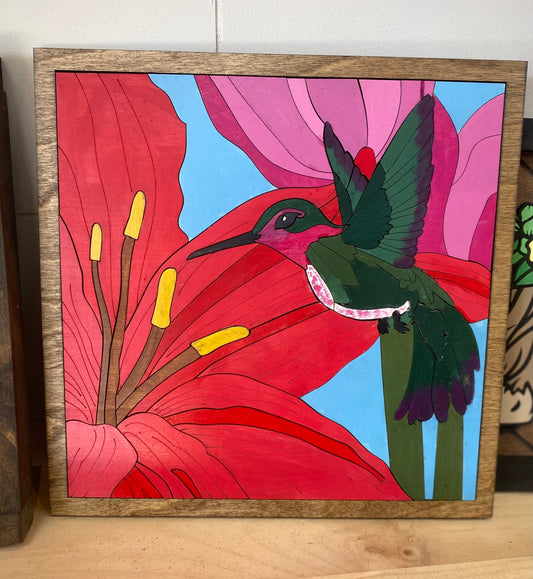 Floral Hummingbird Sign