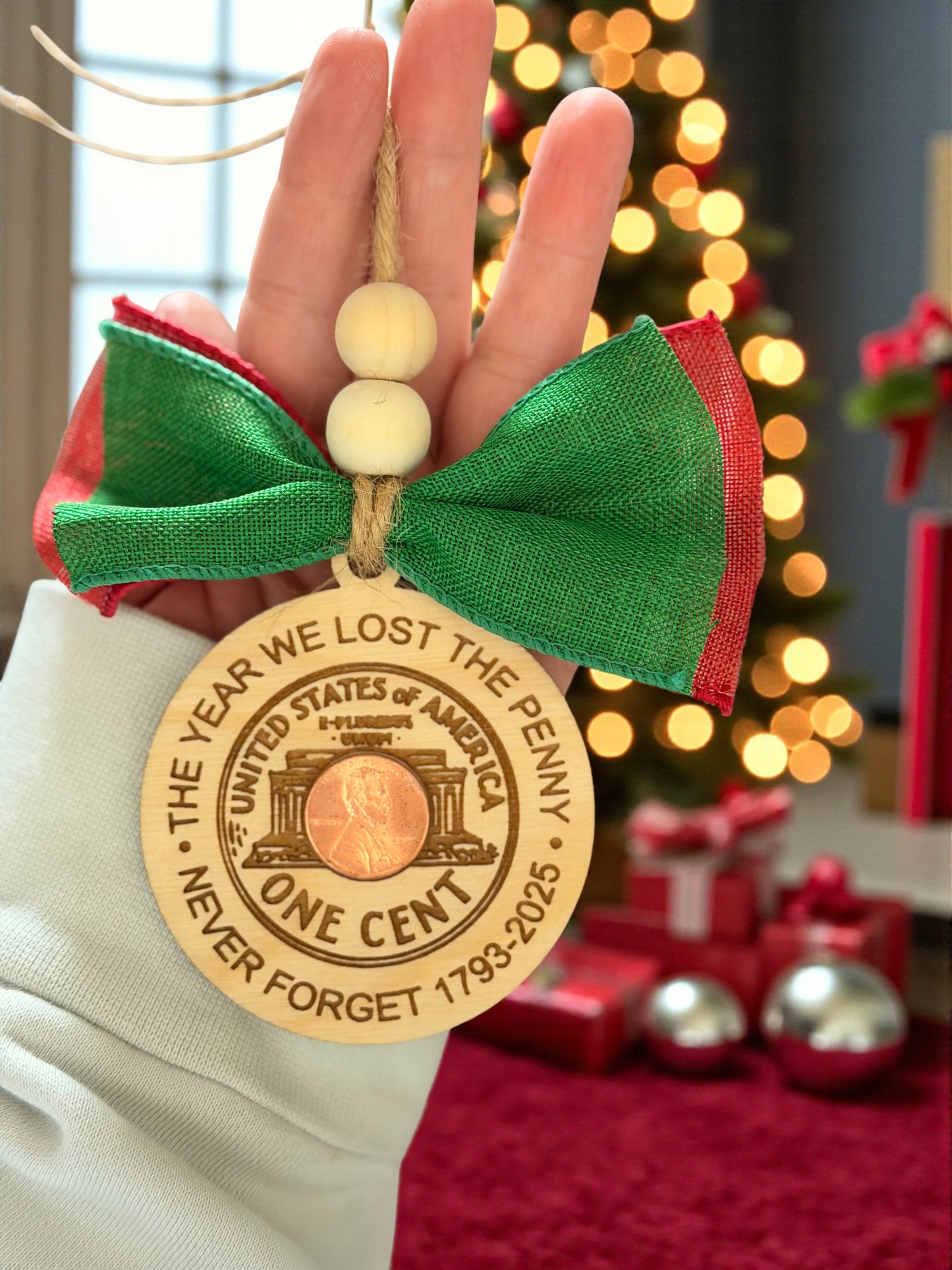 The Year We Lost the Penny – 1793–2025 Commemorative Wooden Ornament